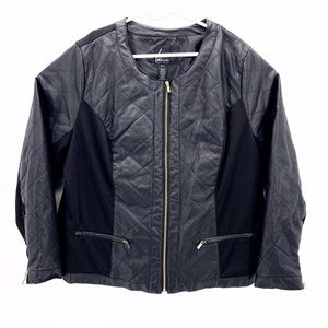 Lane Bryant Womens 22 Faux Moto Leather Jacket